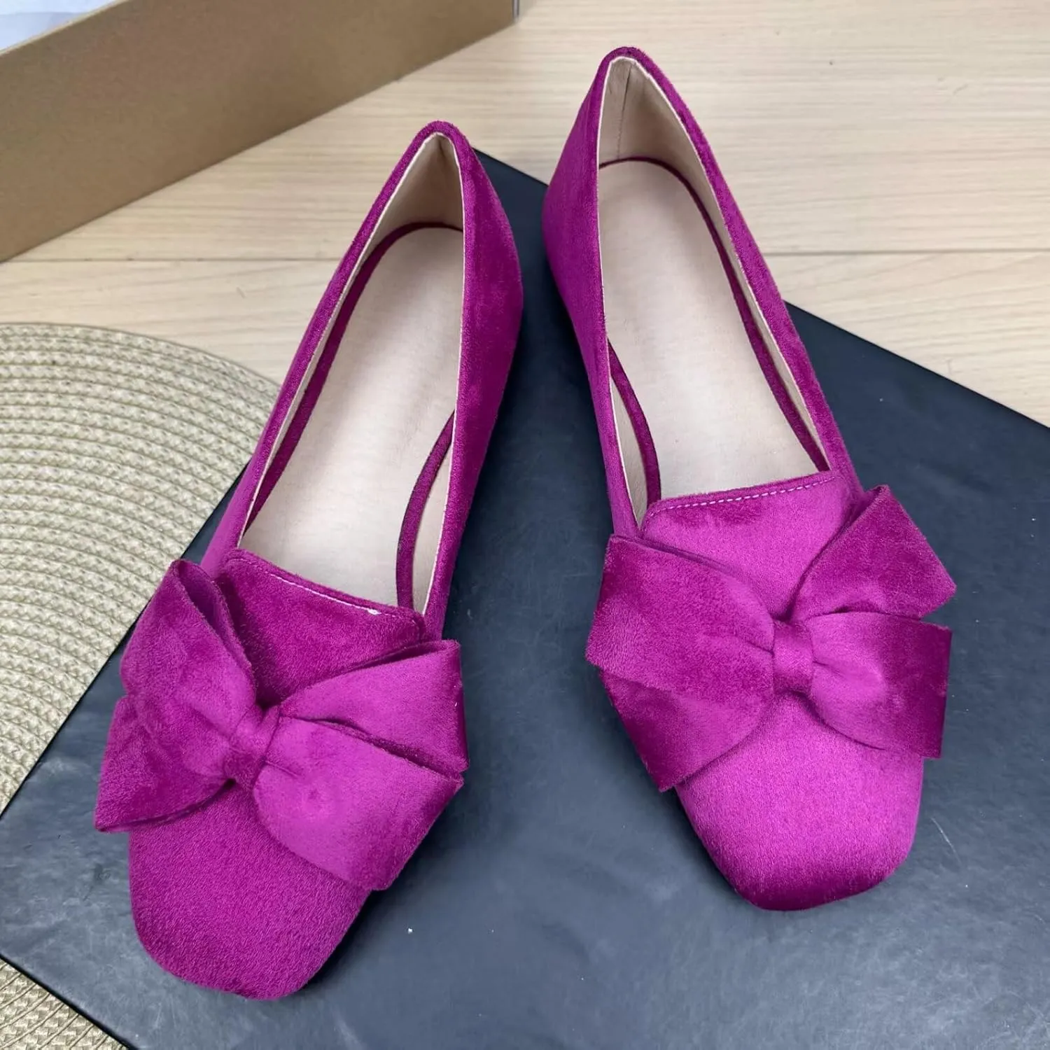 SAILING LU Womens Bowknot Pointed Toe Shoes Comfortable Ballet Flats Slip on Loafers Dressy Flats for Party