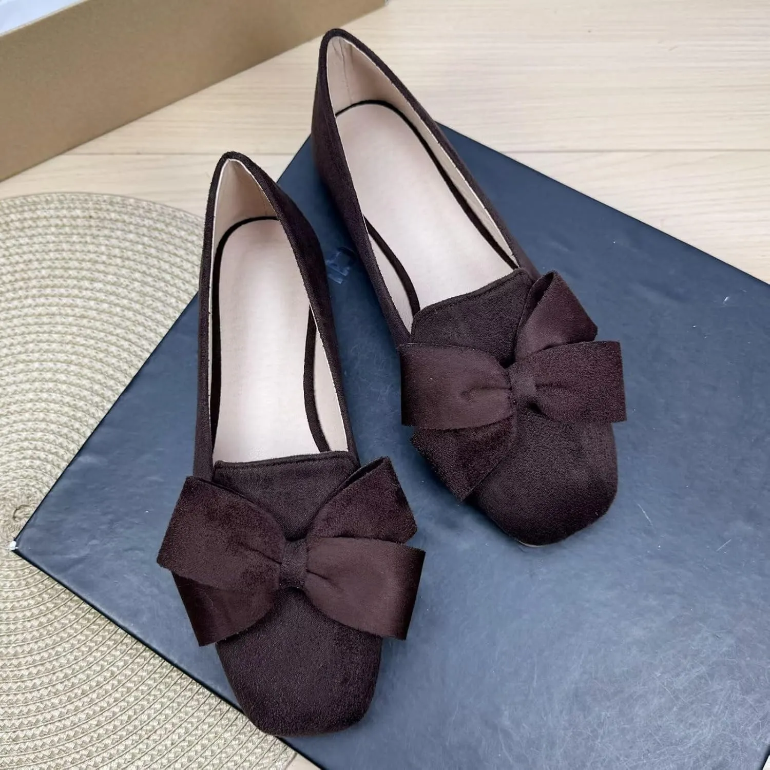 SAILING LU Womens Bowknot Pointed Toe Shoes Comfortable Ballet Flats Slip on Loafers Dressy Flats for Party