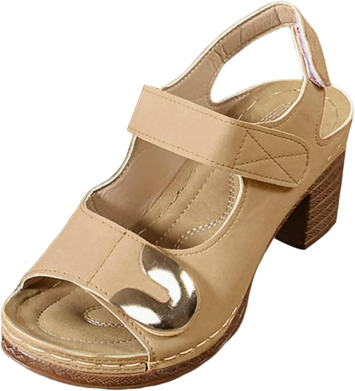 Sandals for Women 2025 Dressy Summer Chunky Heels Sandals Comfortable Orthopedic Walking Platform Sandal Casual Open Toe Slip-On Wedge Heel Dressy Ankle Strap Shoes with Arch Support