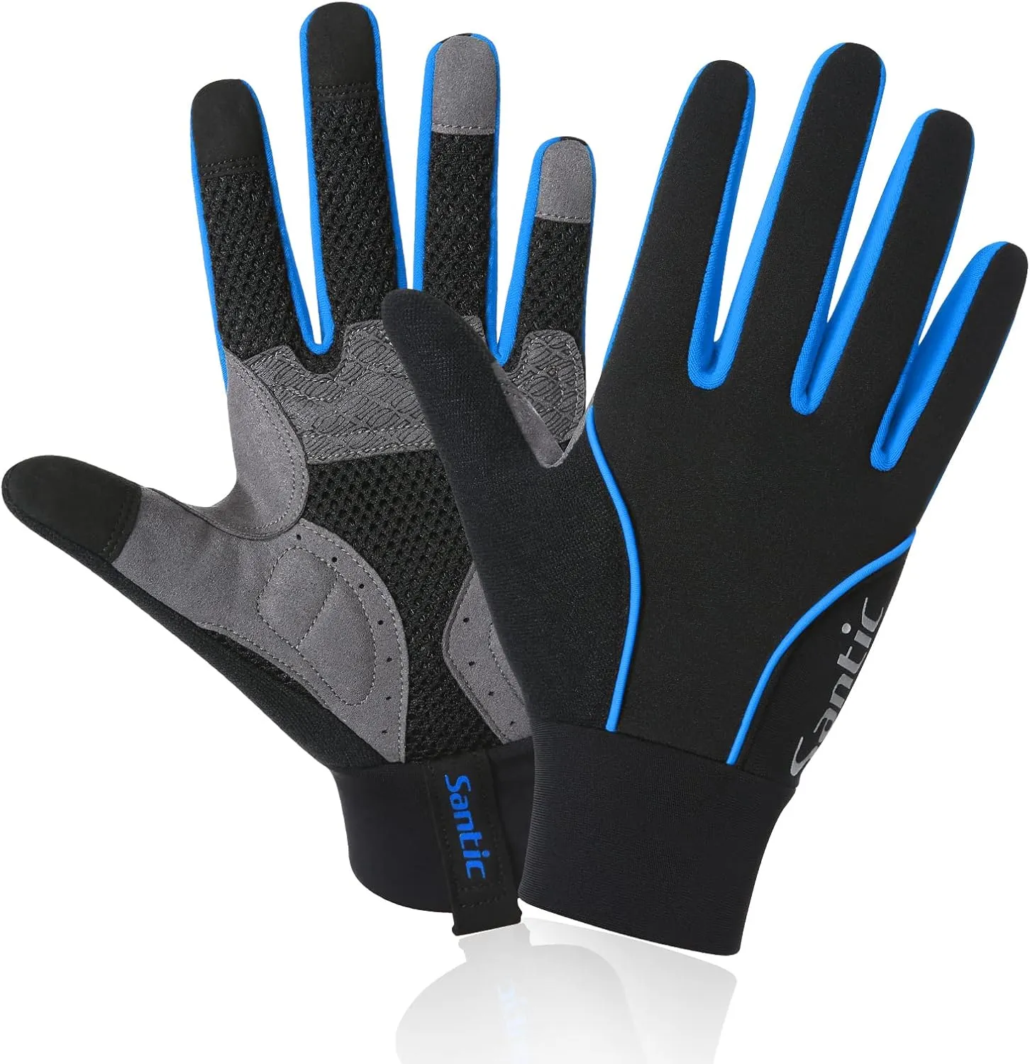 Santic Cycling Gloves Windproof Bike Bicycle Motorcycle Gloves with Gel Pads, Anti-Shock Breathable Mountain Bike Gloves for Men and Women