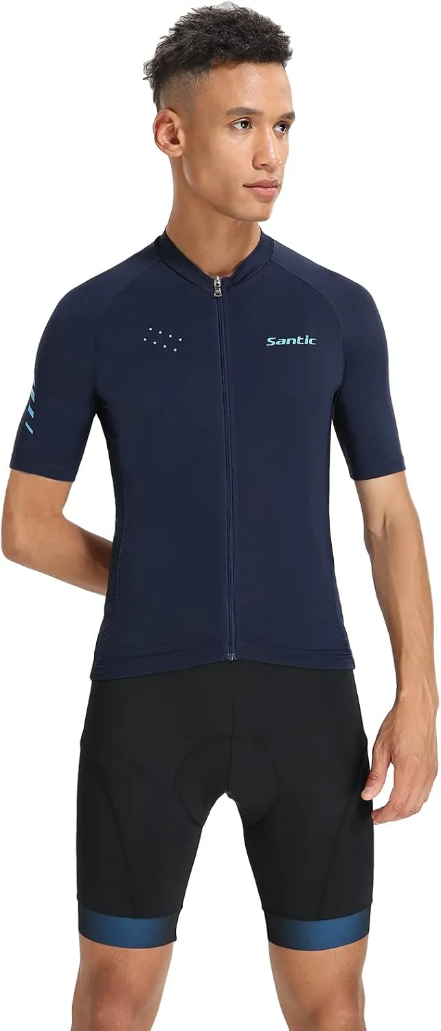 Santic Men’s Cycling Jersey Short Sleeve Bike Shirts for Men Bicycle Jacket with Pockets Breathable & Quick Dry Yorkson