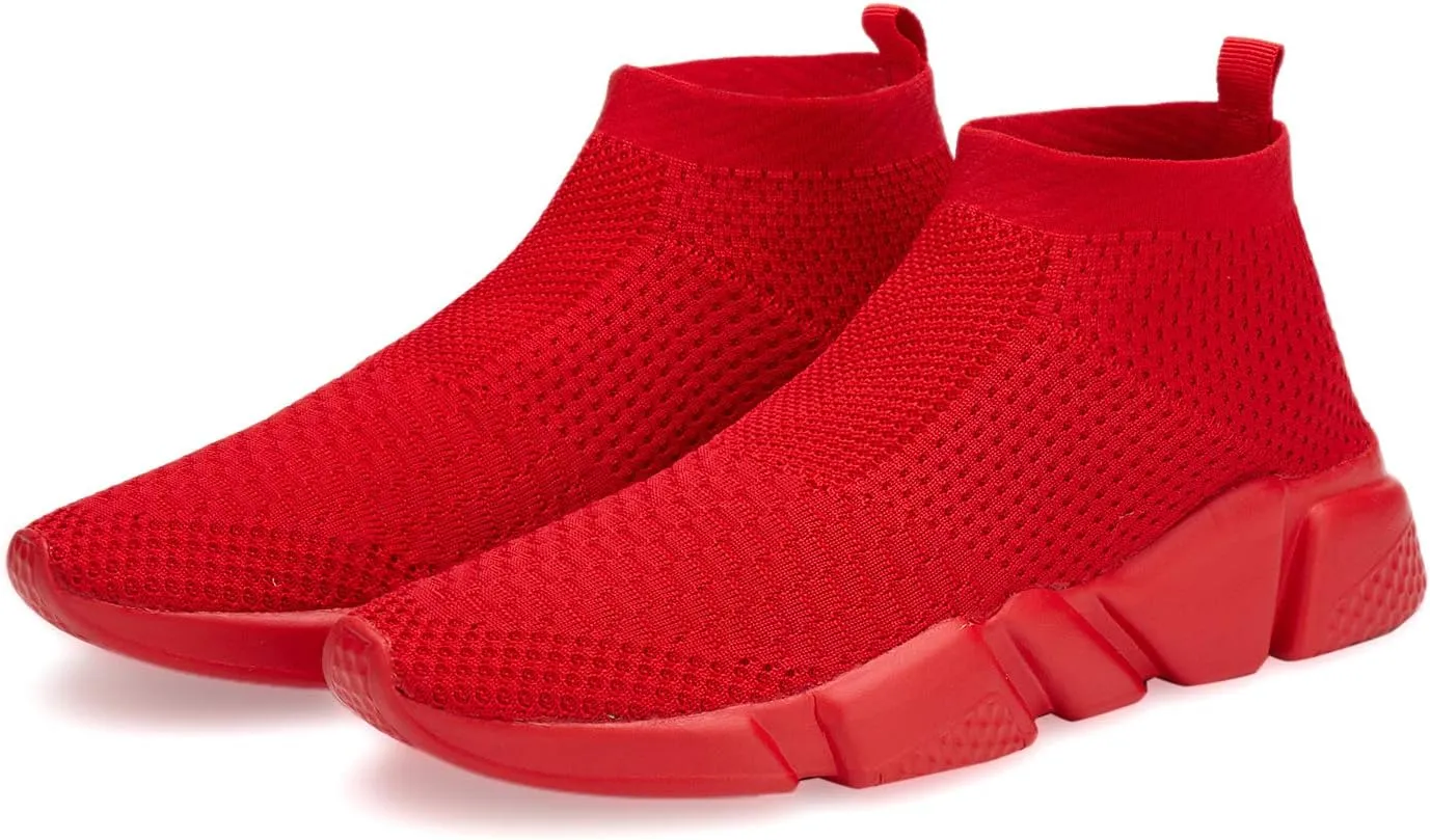 Santiro Mens Walking Shoes Breathable Knit Slip On Sneakers Lightweight Athletic Gym Shoes