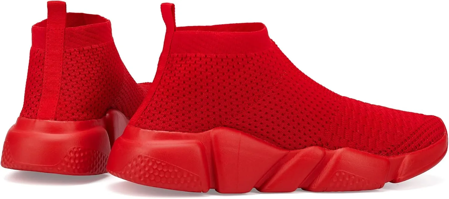 Santiro Mens Walking Shoes Breathable Knit Slip On Sneakers Lightweight Athletic Gym Shoes