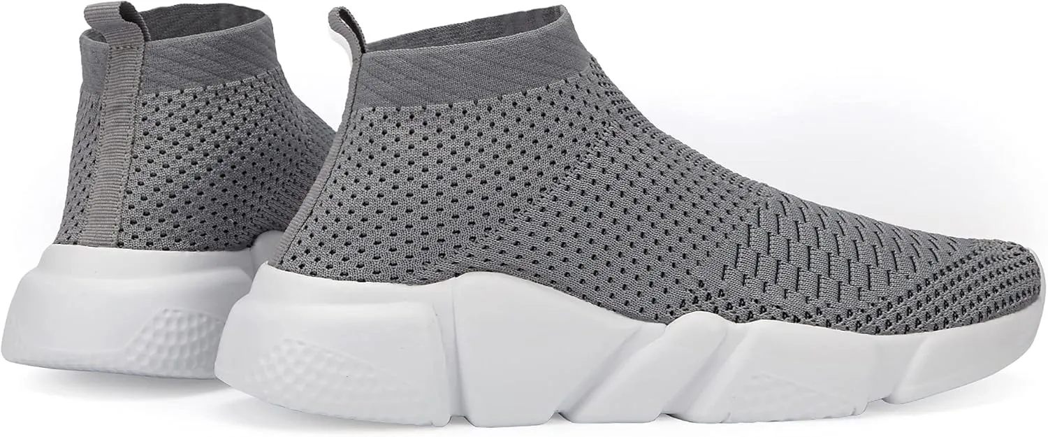 Santiro Mens Walking Shoes Breathable Knit Slip On Sneakers Lightweight Athletic Gym Shoes