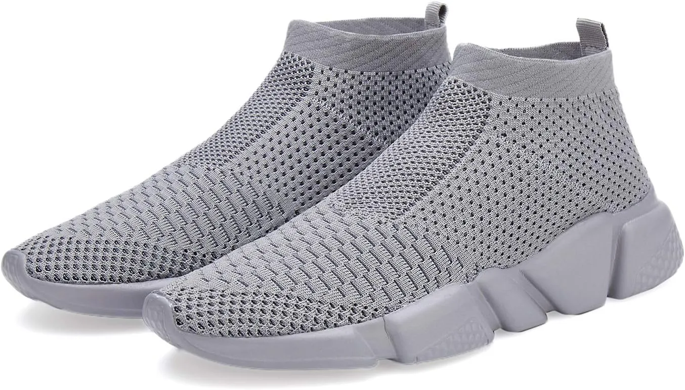 Santiro Mens Walking Shoes Breathable Knit Slip On Sneakers Lightweight Athletic Gym Shoes
