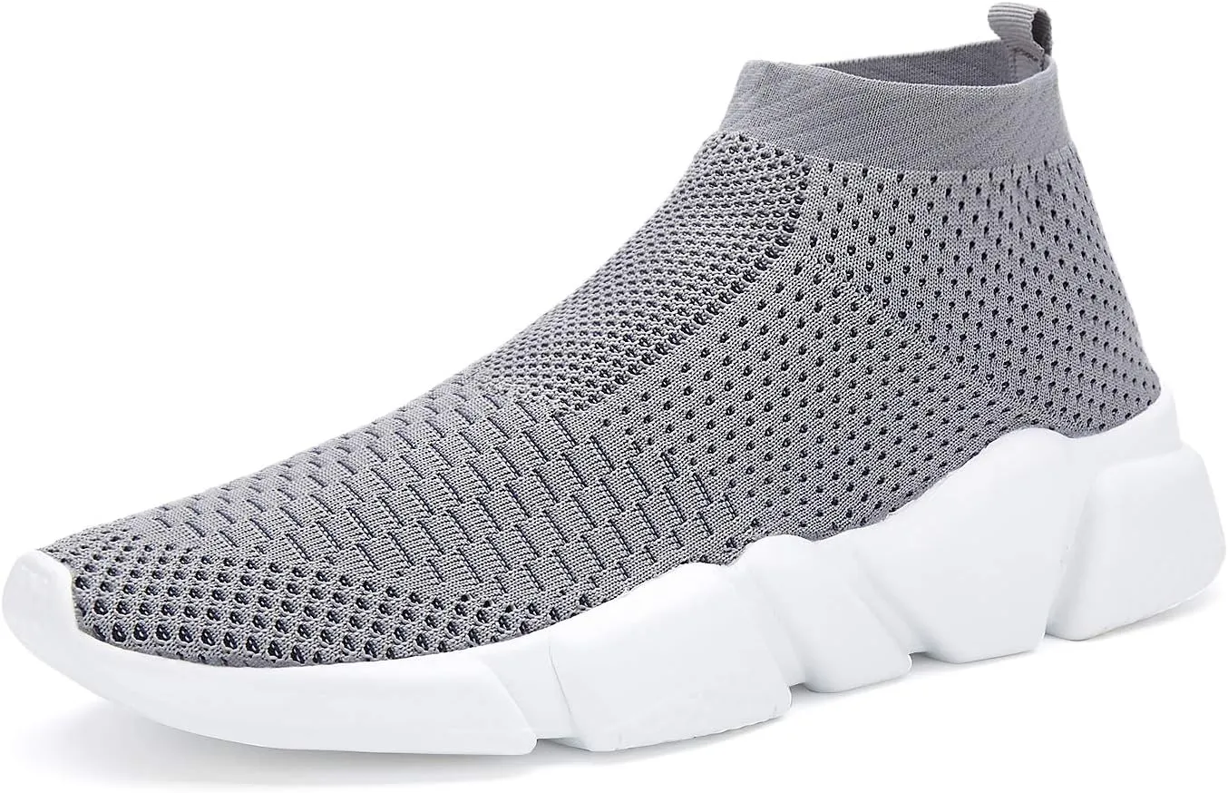 Santiro Mens Walking Shoes Breathable Knit Slip On Sneakers Lightweight Athletic Gym Shoes