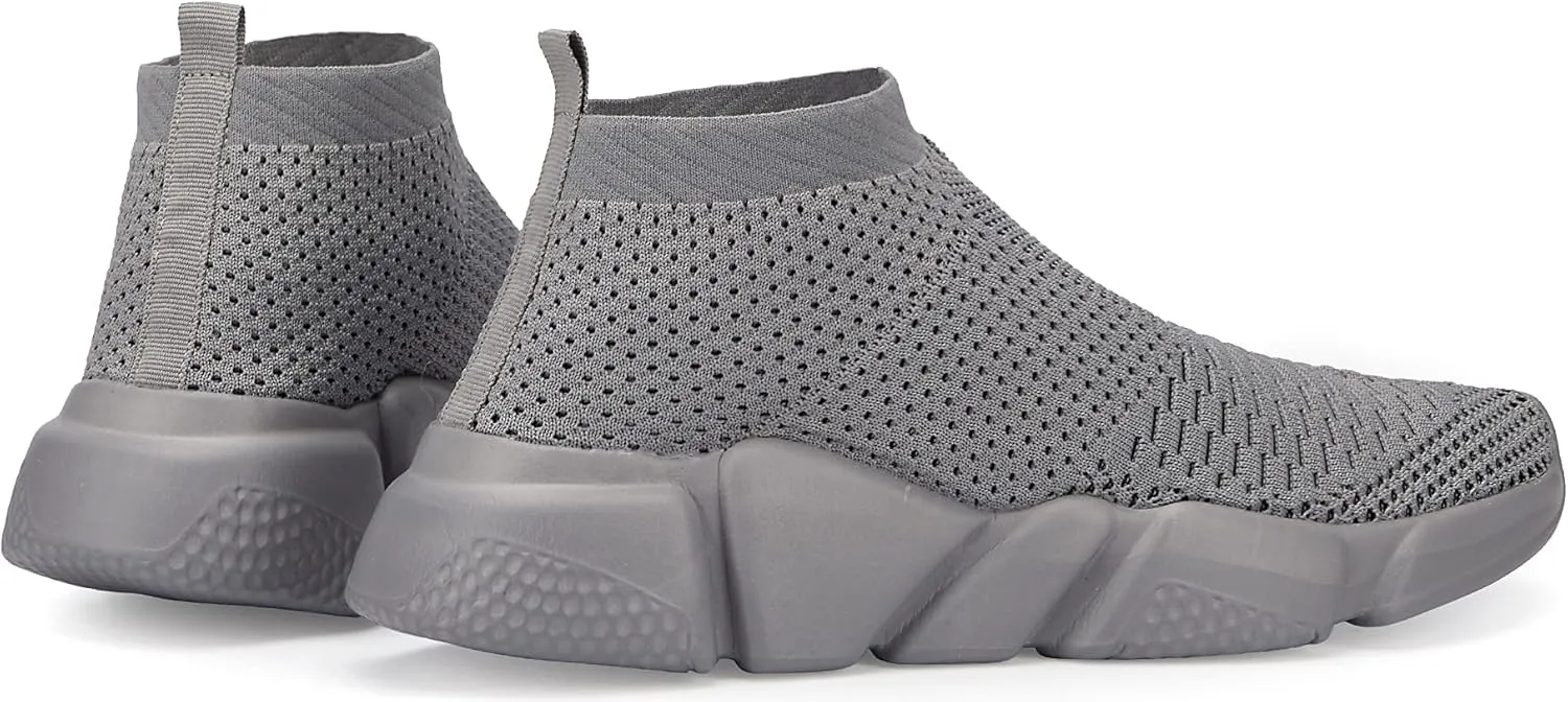 Santiro Mens Walking Shoes Breathable Knit Slip On Sneakers Lightweight Athletic Gym Shoes