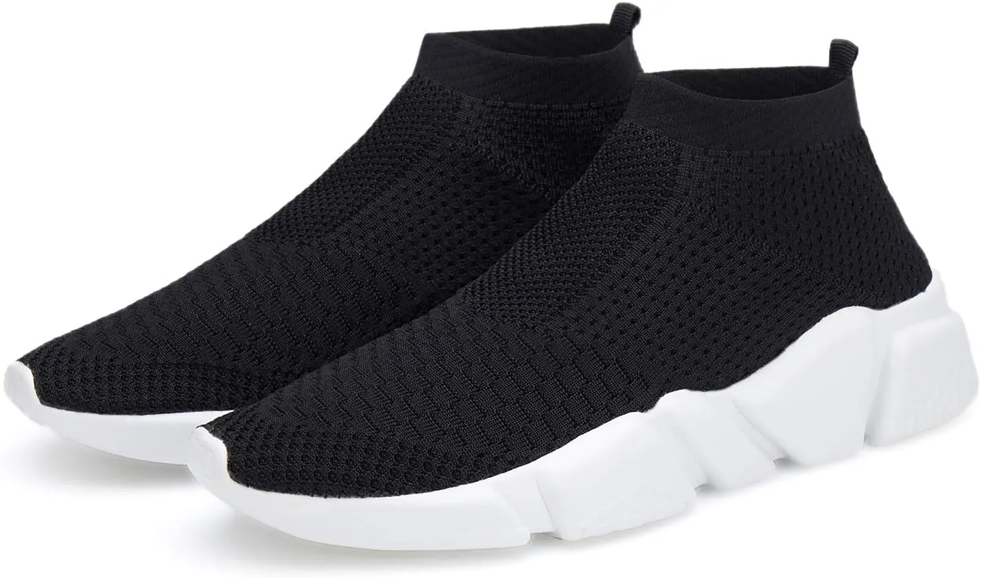 Santiro Mens Walking Shoes Breathable Knit Slip On Sneakers Lightweight Athletic Gym Shoes