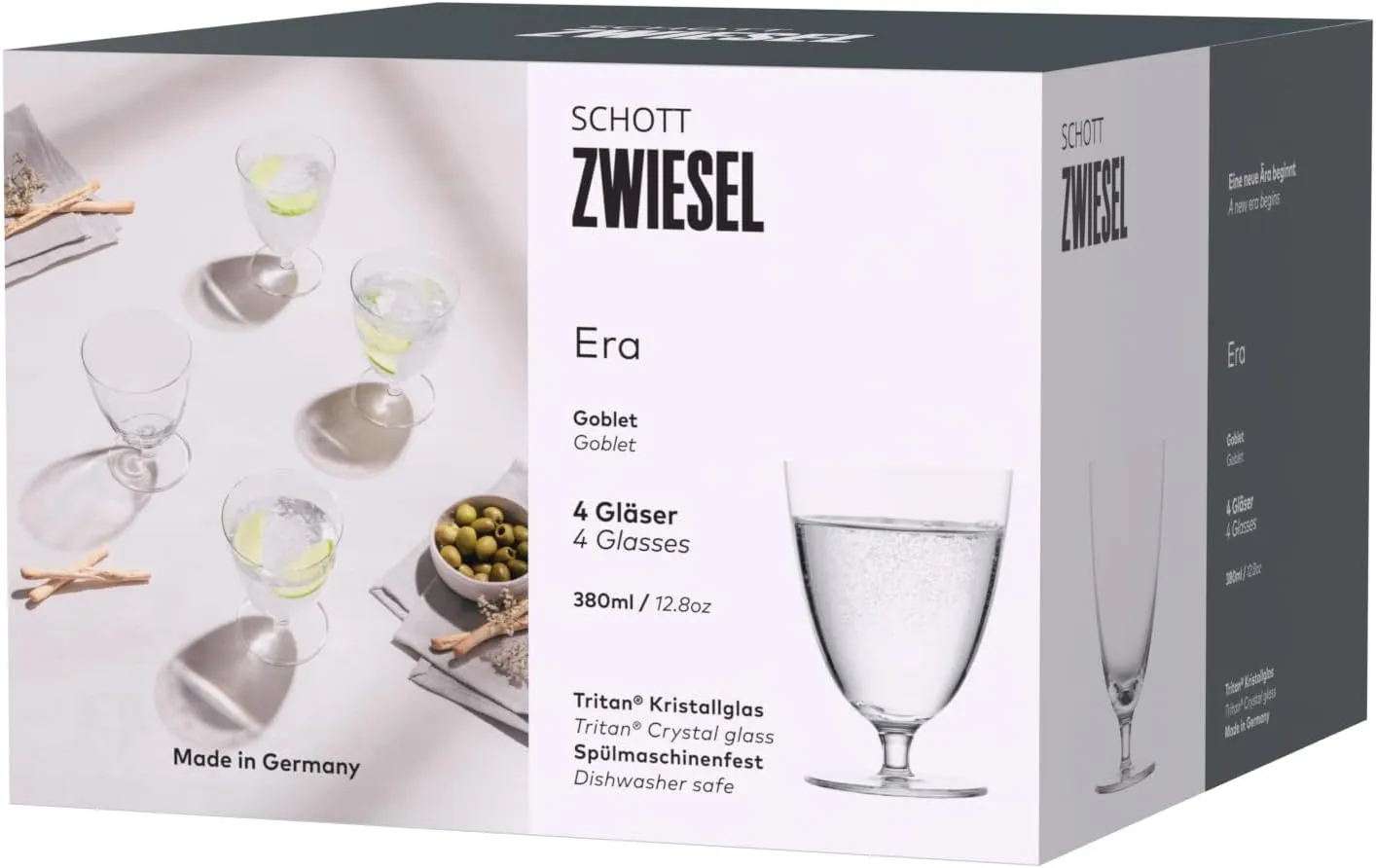 Schott Zwiesel Era Crystal Glass, 13 Oz. Water Goblet (Set of 4), Clear