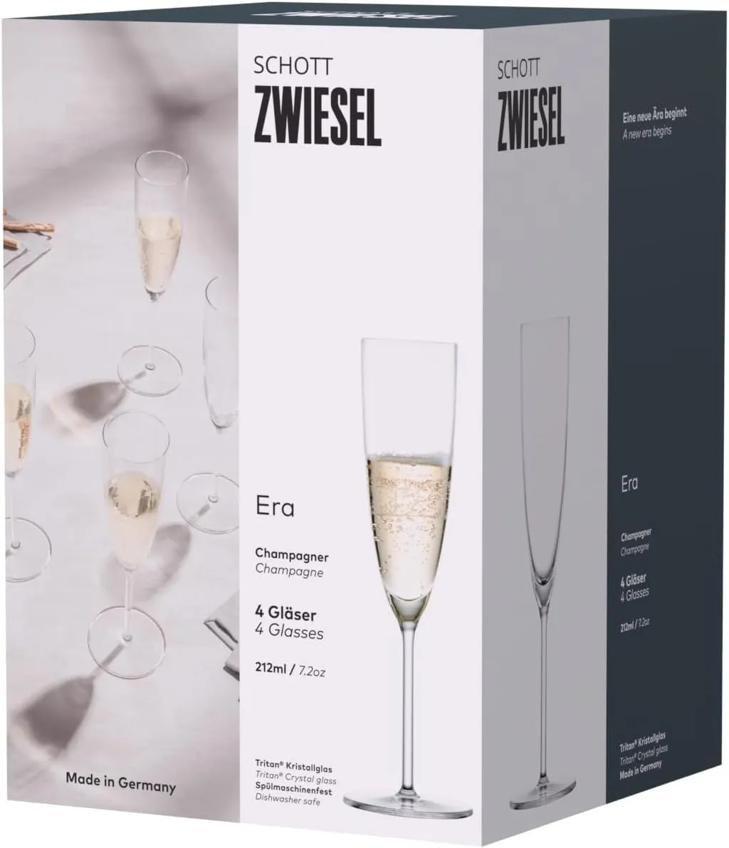 Schott Zwiesel Era Crystal Glass, 7 Oz. Champagne (Set of 4), Clear