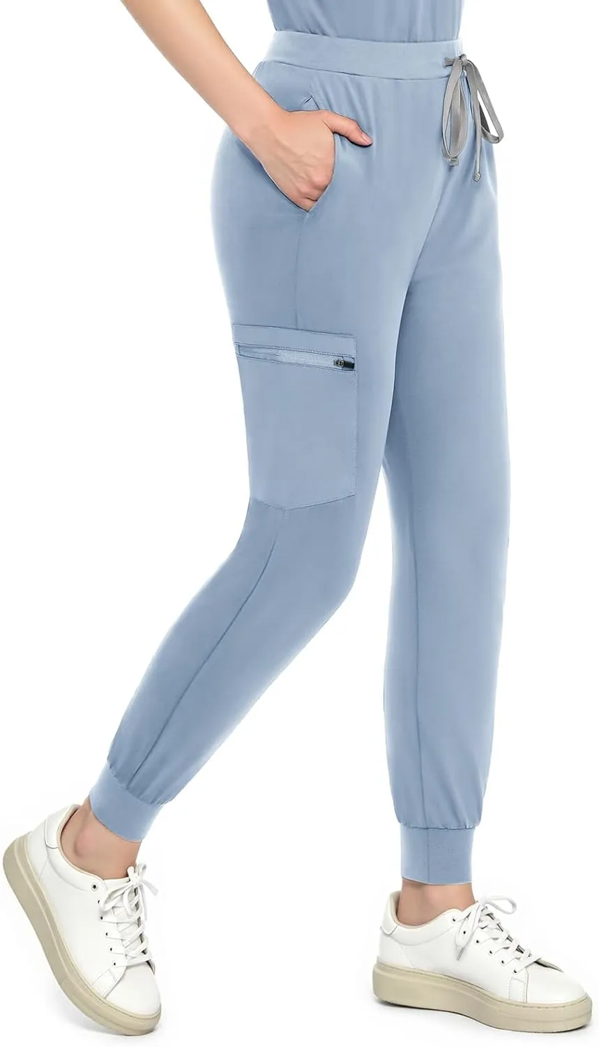Scrubs for Women Set, V-Neck Scrub Top & Joggers Pants Sets, Slim Quick-dry Anti Wrinkle Yoga Waistband