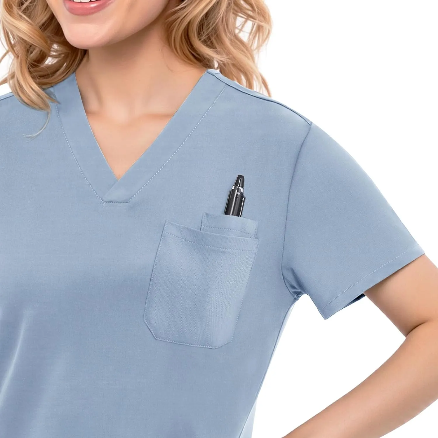 Scrubs for Women Set, V-Neck Scrub Top & Joggers Pants Sets, Slim Quick-dry Anti Wrinkle Yoga Waistband