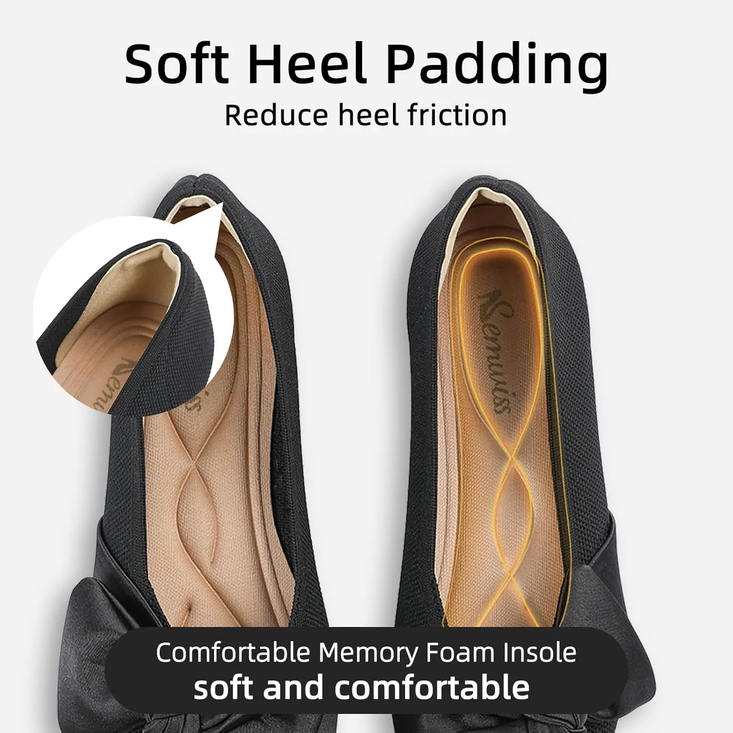 Semwiss Pointed Toe Ballet Flats for Women Slip On Comfortable Flats with Bow Dressy Casual Work Shoes