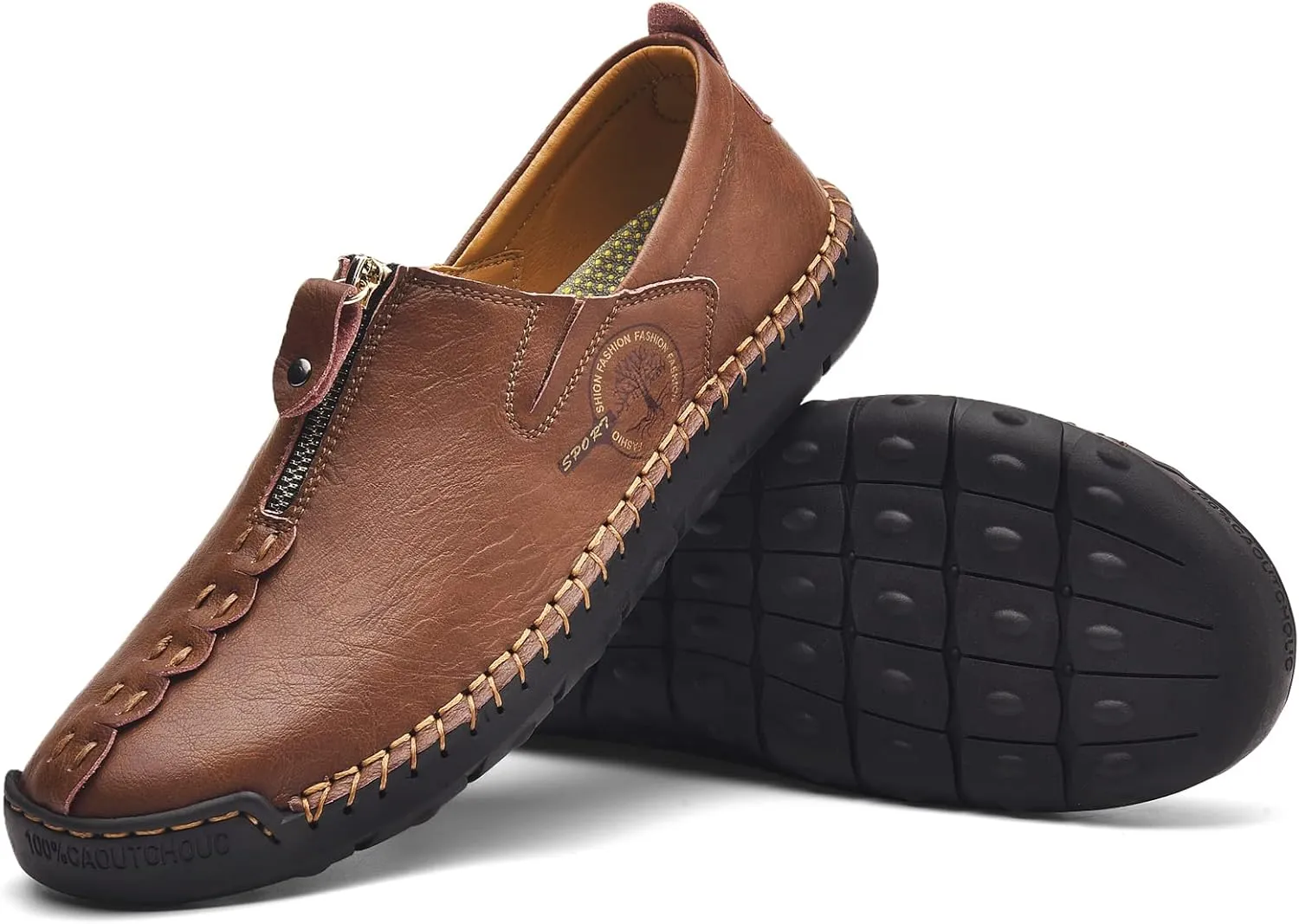 Shaire Men's Casual Leather Slip on Shoes, Breathable Comfortable Walking Shoes for Men