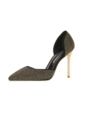 Shallow-mouthed Pointed Rhinestone Hollow High-heeled Shoes