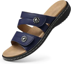 SHIBEVER Flat Sandals Women Dressy: Non Slip, Arch Support, Orthopedic, Plantar Fasciitis Comfortable Walking Sandal