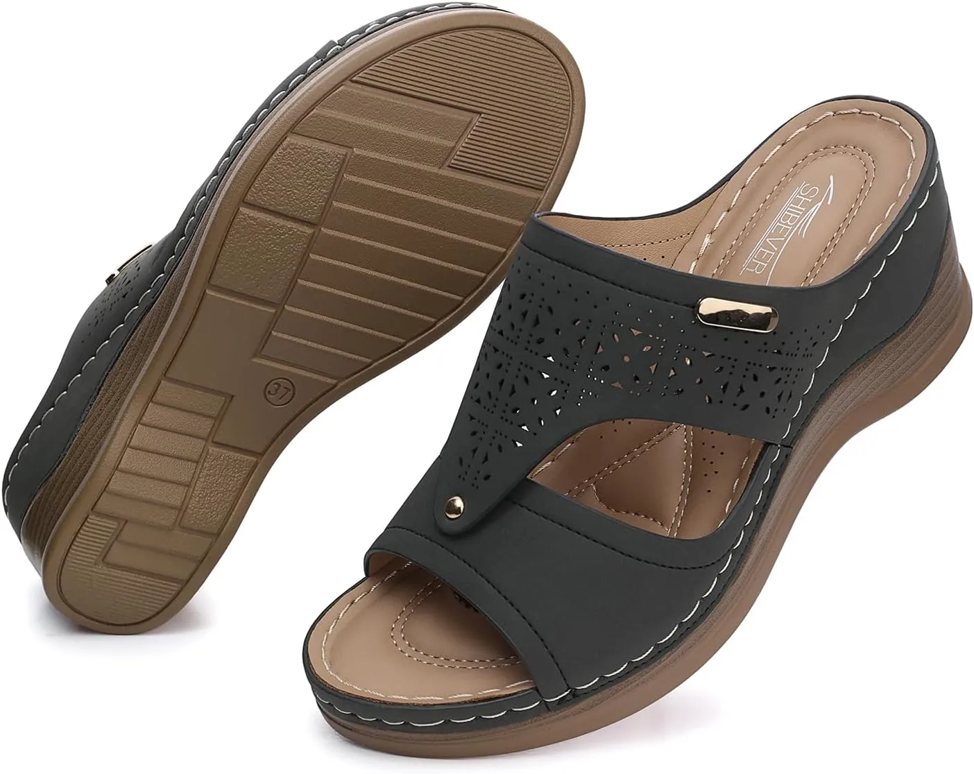 SHIBEVER Wedge Sandals Women Summer: Comfortable Open Toe Dressy Platform Sandal Shoes