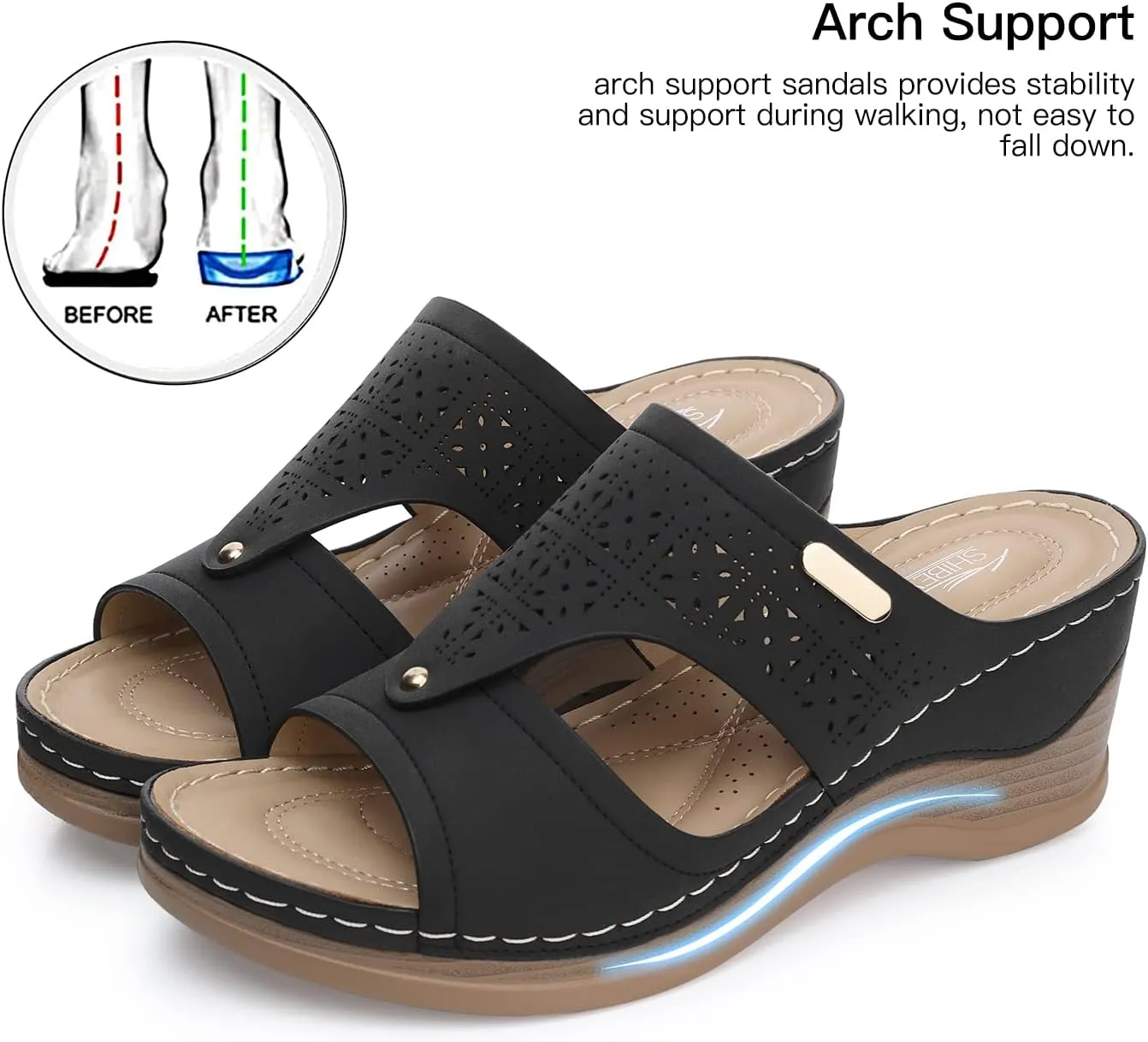 SHIBEVER Wedge Sandals Women Summer: Comfortable Open Toe Dressy Platform Sandal Shoes