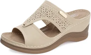 SHIBEVER Wedge Sandals Women Summer: Comfortable Open Toe Dressy Platform Sandal Shoes
