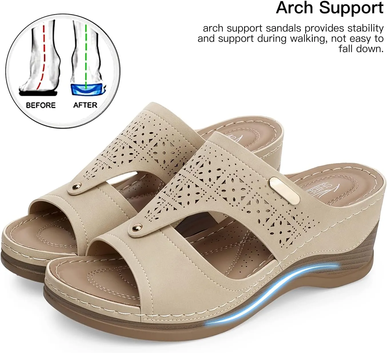 SHIBEVER Wedge Sandals Women Summer: Comfortable Open Toe Dressy Platform Sandal Shoes