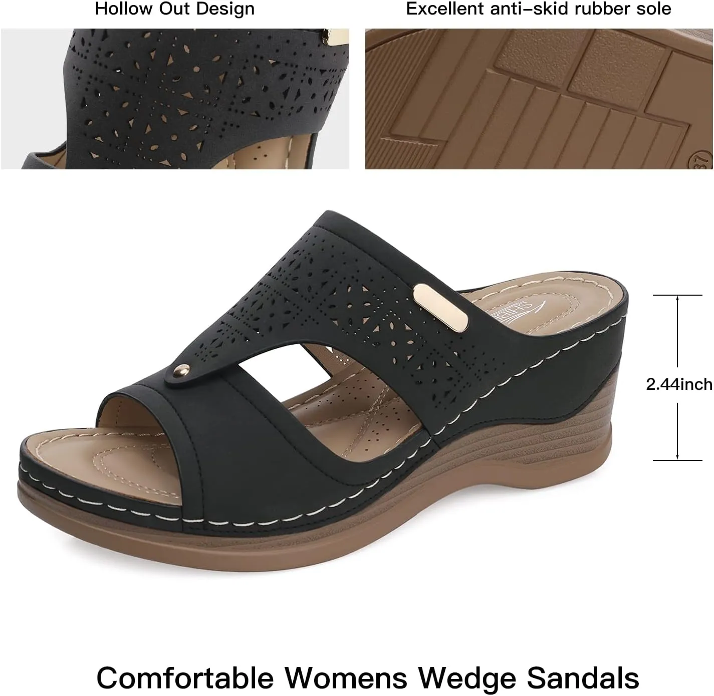 SHIBEVER Wedge Sandals Women Summer: Comfortable Open Toe Dressy Platform Sandal Shoes