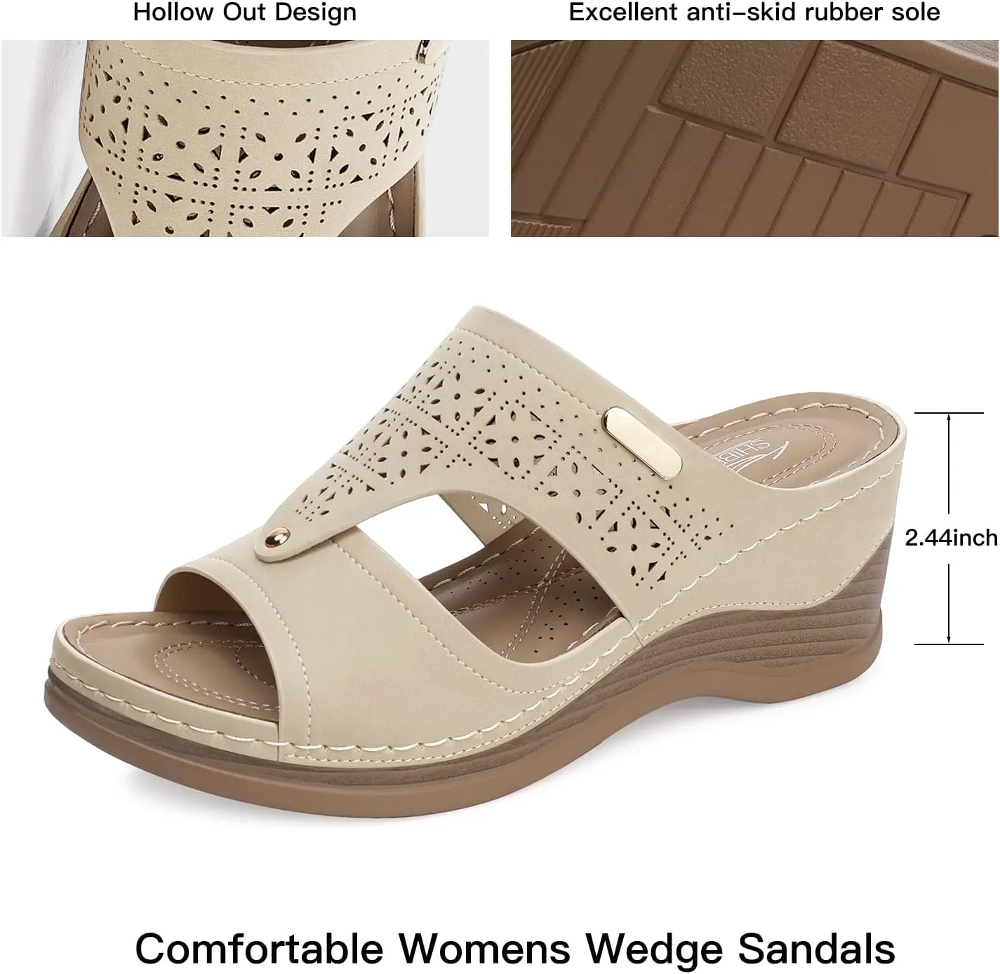 SHIBEVER Wedge Sandals Women Summer: Comfortable Open Toe Dressy Platform Sandal Shoes