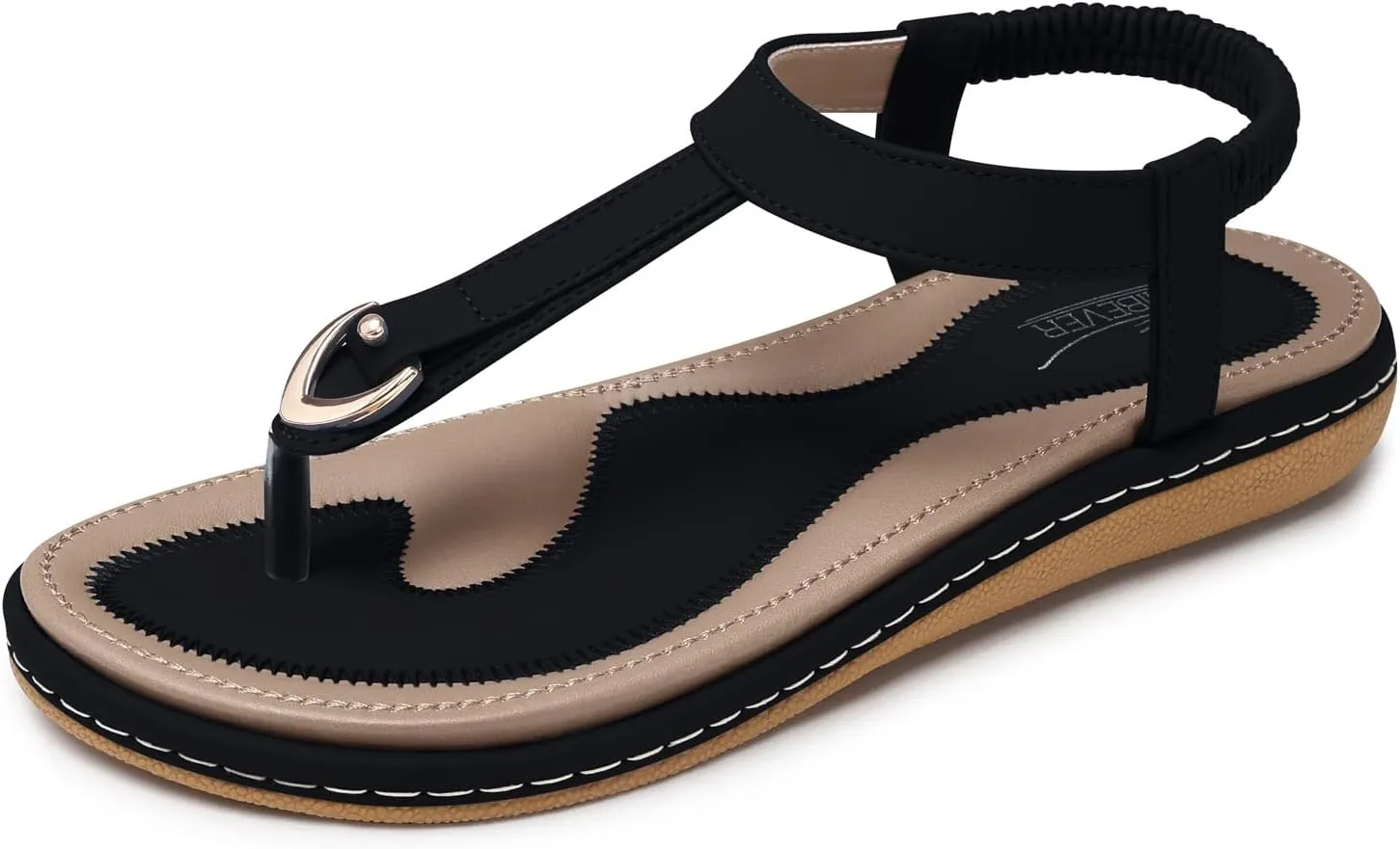 SHIBEVER Womens Sandals Summer Flat Black Size 9