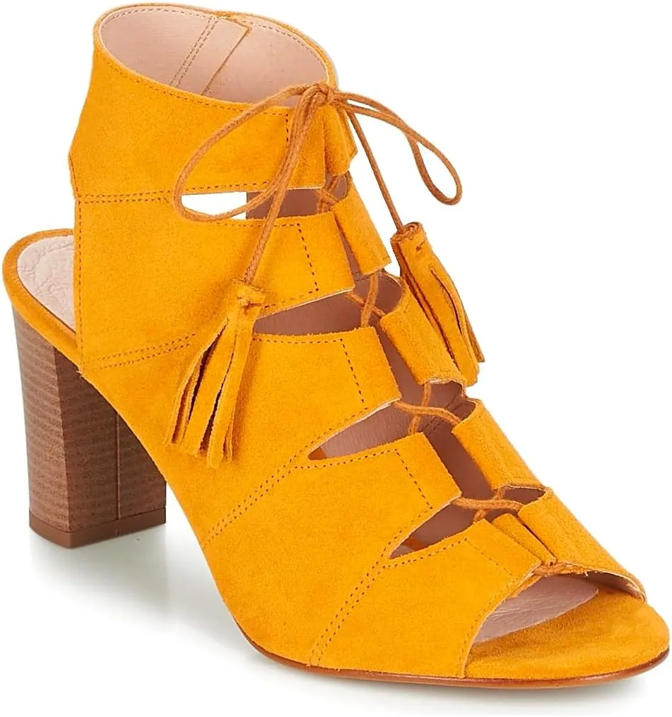 SHODENSE Women Fashion High Chunky Heel Sandals Open Peep Toe Suede Caged Ankle Booties Cutout Lace Up Backless Summer Sandal Boots Stacked Block Heels Dress Bootie Office Lady Party Ball 4-11 M US