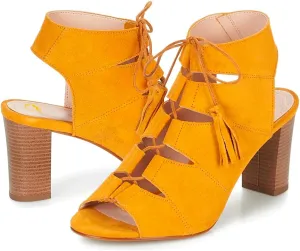 SHODENSE Women Fashion High Chunky Heel Sandals Open Peep Toe Suede Caged Ankle Booties Cutout Lace Up Backless Summer Sandal Boots Stacked Block Heels Dress Bootie Office Lady Party Ball 4-11 M US