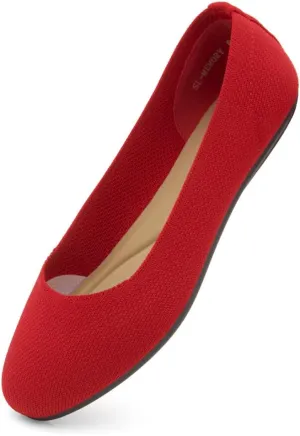 Shoe Land SL-Memory Women’s Flats – Round Toe Dressy Ballet Flats, Foldable Slip-On Knit Flat Shoes with Memory Foam, Comfortable for Daily Wear, Work, Office, and Party