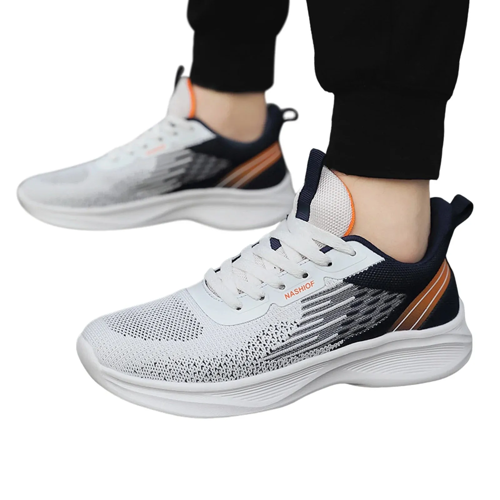 Shoes for Men Sport Slip on Walking Breathable Men Shoes Casual Gray 45