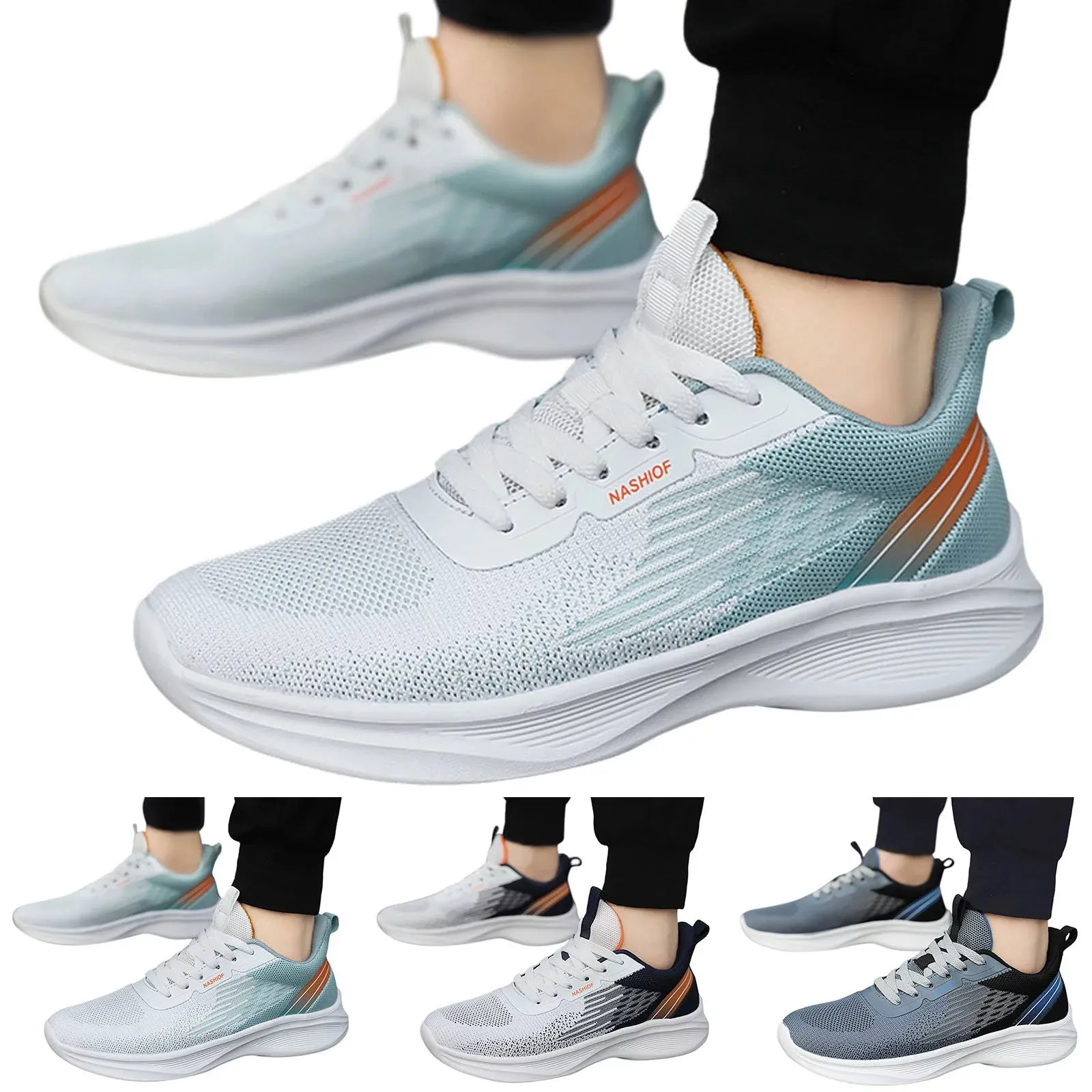 Shoes for Men Sport Slip on Walking Breathable Men Shoes Casual Gray 45