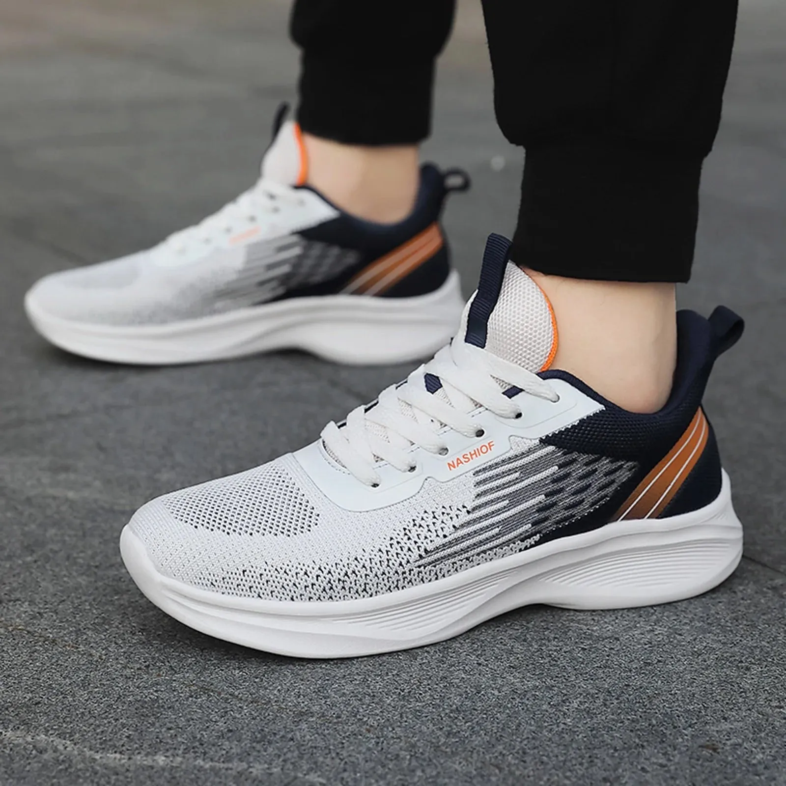 Shoes for Men Sport Slip on Walking Breathable Men Shoes Casual Gray 45