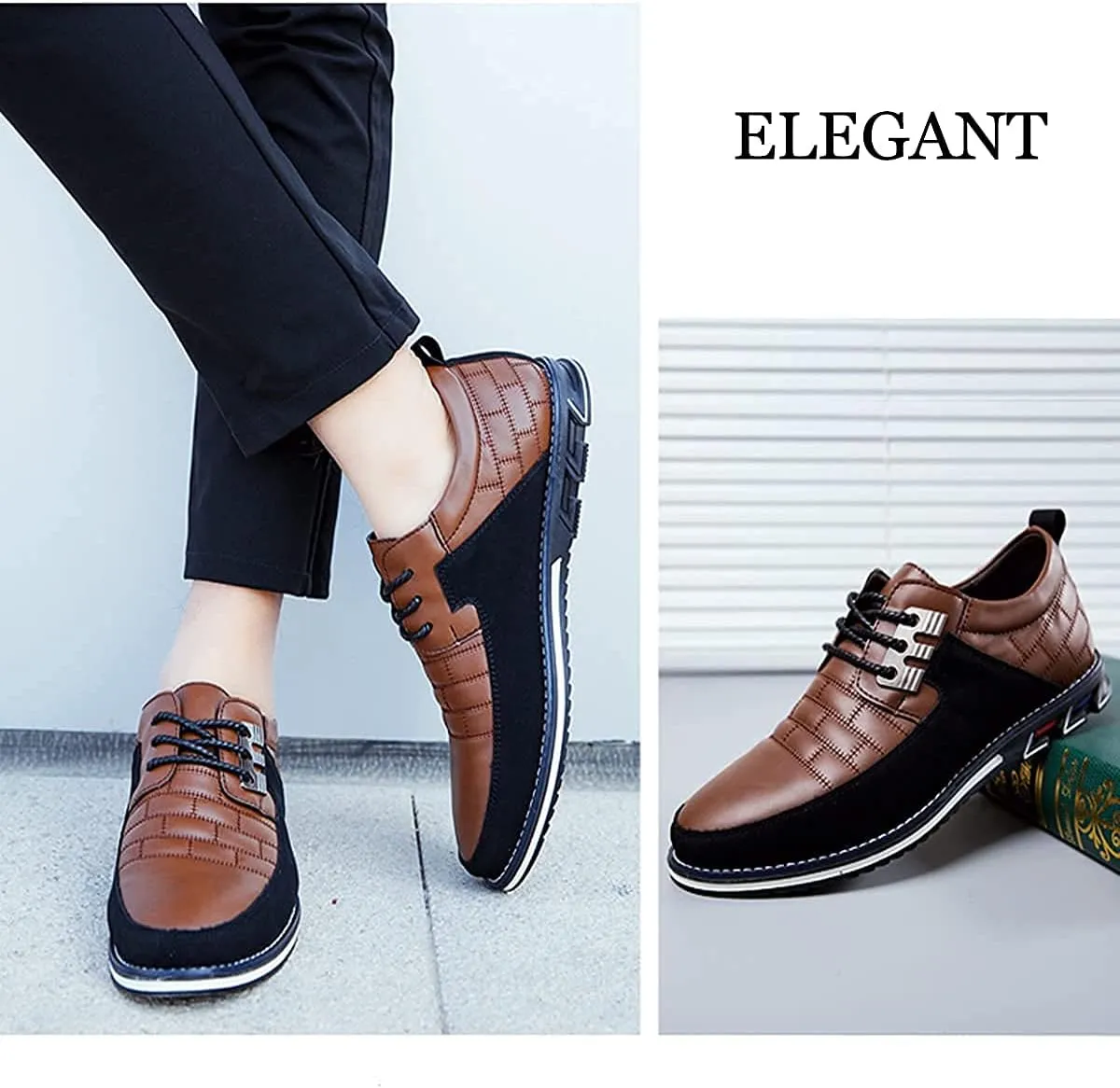 Shoes Men Leather Casual Loafers Dress Breathable Driving Moccasins Oxford Walking Shoe Arch Sneaker