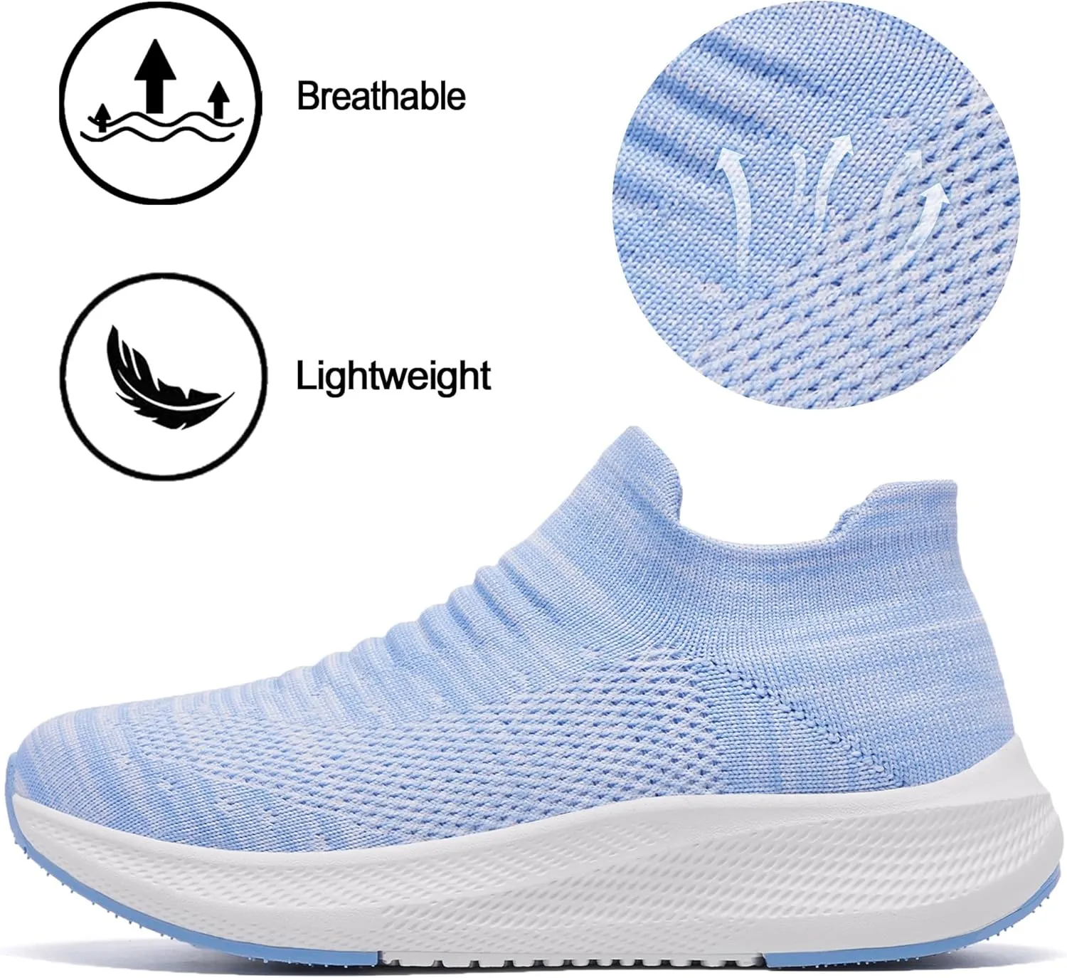 SHULOOK Womens Slip on Walking Shoes Comfort Lightweight Breathable Sock Shoe Non-Slip Mesh Casual Fashion Tennis Running Sneakers