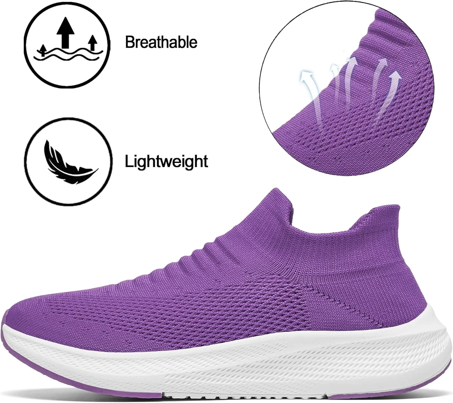 SHULOOK Womens Slip on Walking Shoes Comfort Lightweight Breathable Sock Shoe Non-Slip Mesh Casual Fashion Tennis Running Sneakers