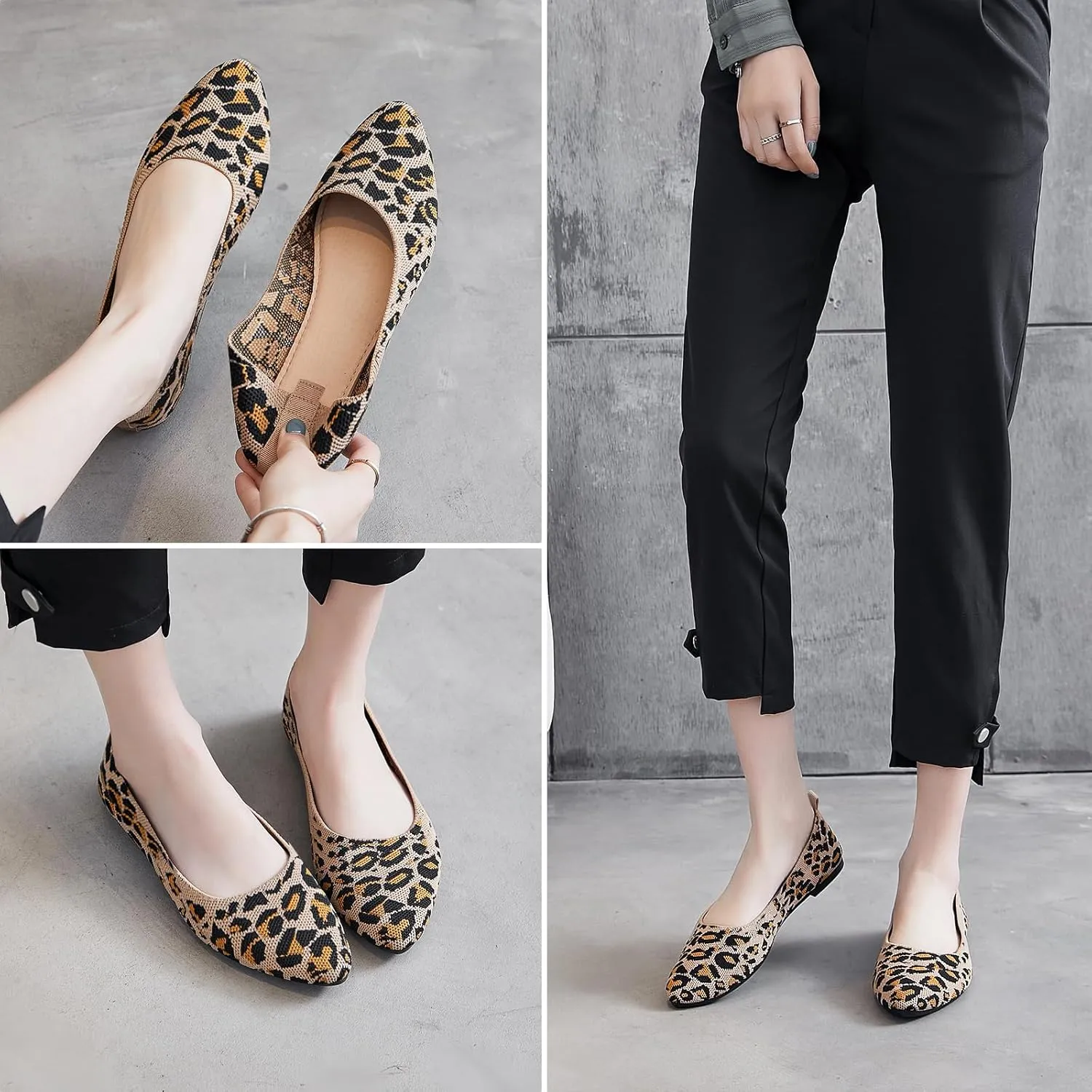 Shupua Women's Flats Shoes Pointed Toe Flats Comfortable Slip on Shoes Flat Dress Shoes Black Ballet Flats for Women