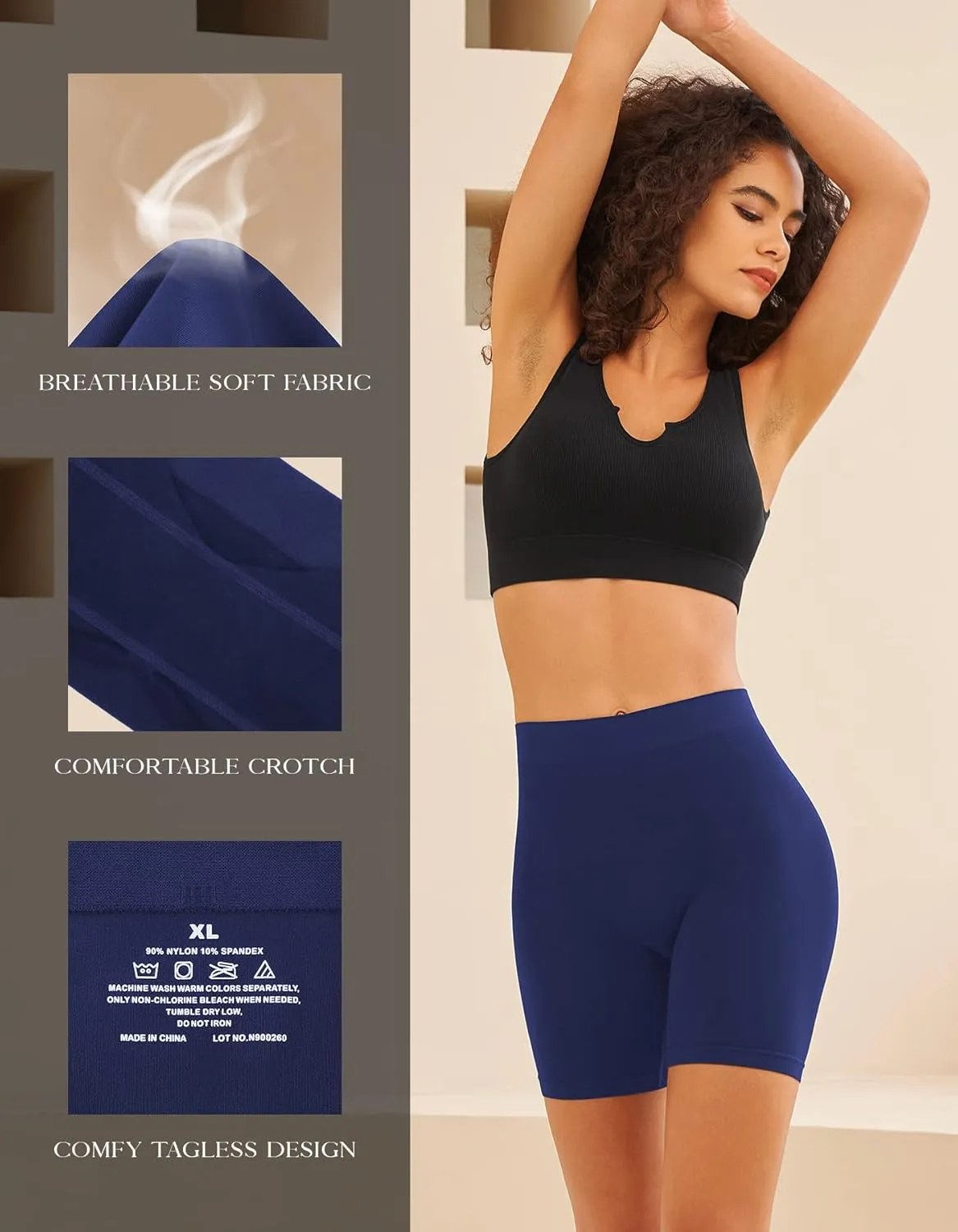 SIMIYA Women's Slip Shorts for Under Dresses, Seamless Smooth Comfortable Stretch Yoga & Bike Shorts