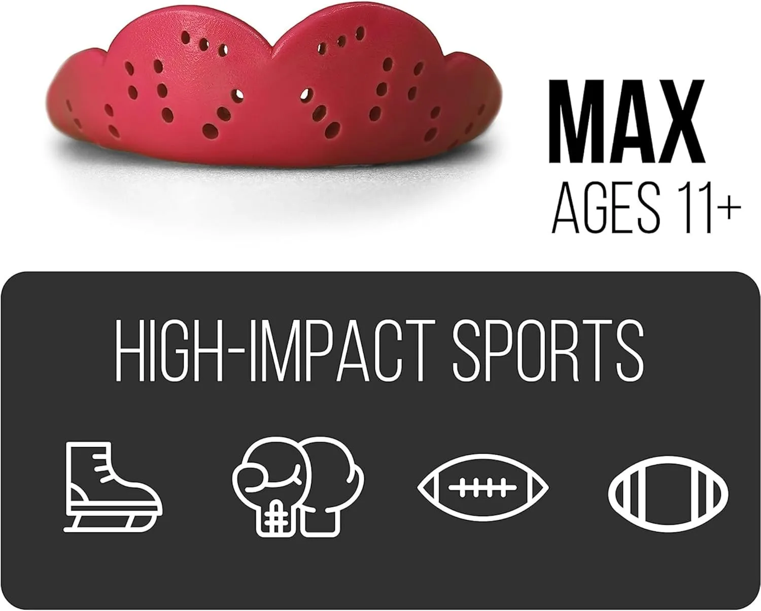 SISU Max 2.4mm Sports Mouth Guard for Football, Hockey, Lacrosse, Boxing, Custom Fit for Youth/Adults