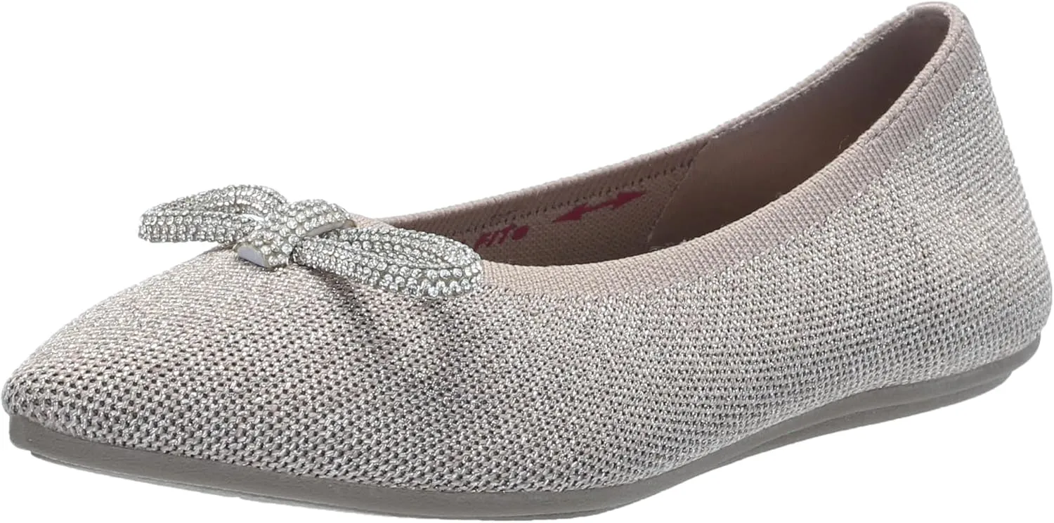 Skechers Modern Comfort Women's Women's Cleo Point-GLIZTY Haze Ballet Flat, Taupe, 10