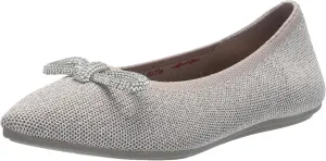 Skechers Modern Comfort Women's Women's Cleo Point-GLIZTY Haze Ballet Flat, Taupe, 10