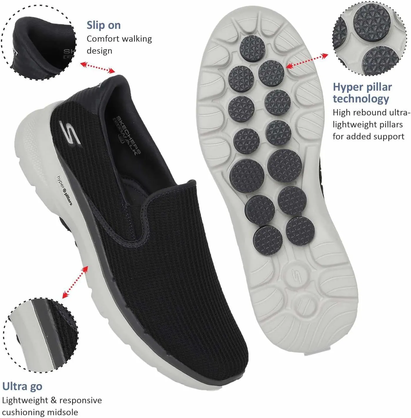 SKECHERS Performance Men's Gowalk 6-Elastic Stretch Slip-on Athletic Performance Walking Shoe