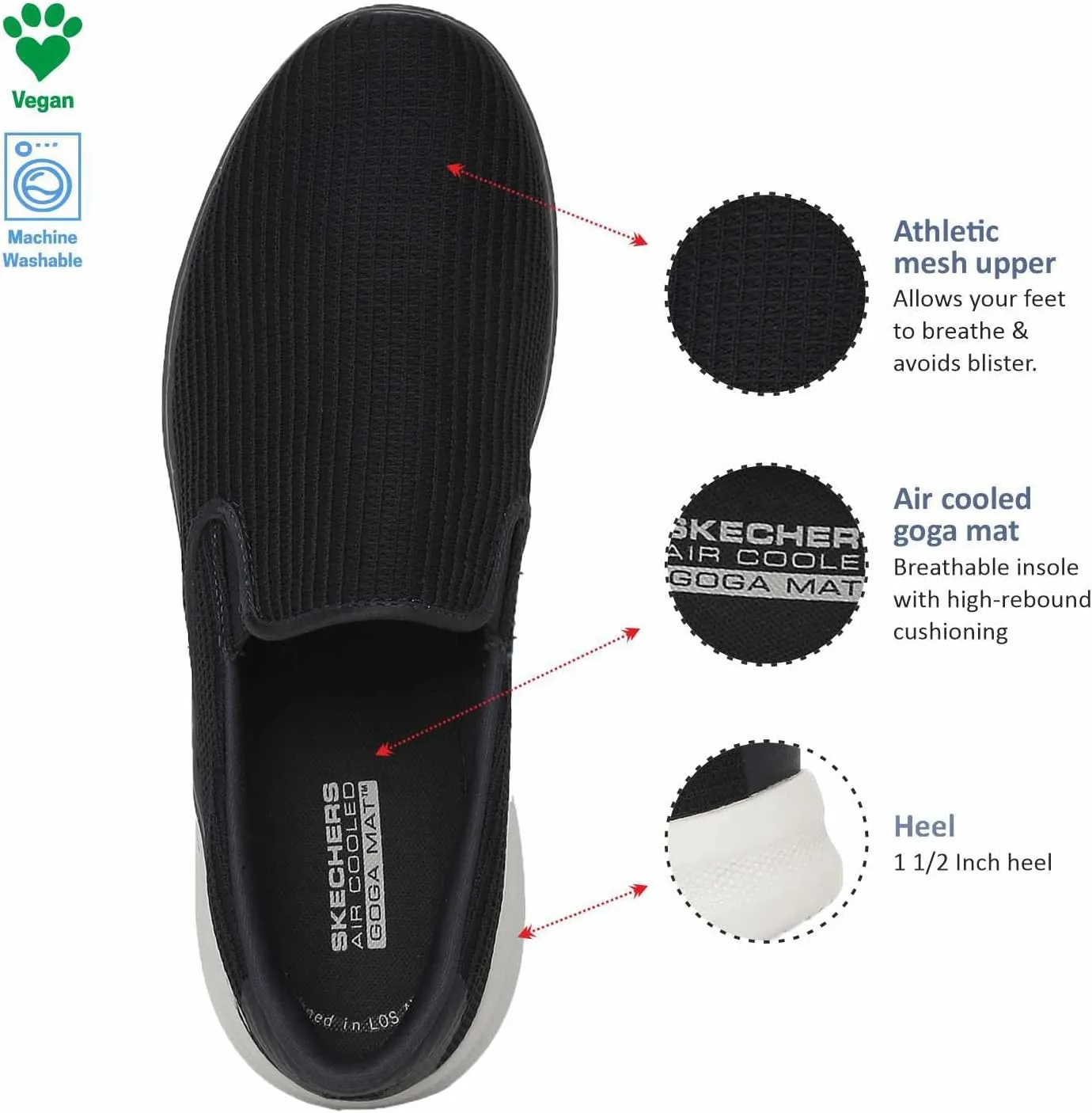 SKECHERS Performance Men's Gowalk 6-Elastic Stretch Slip-on Athletic Performance Walking Shoe