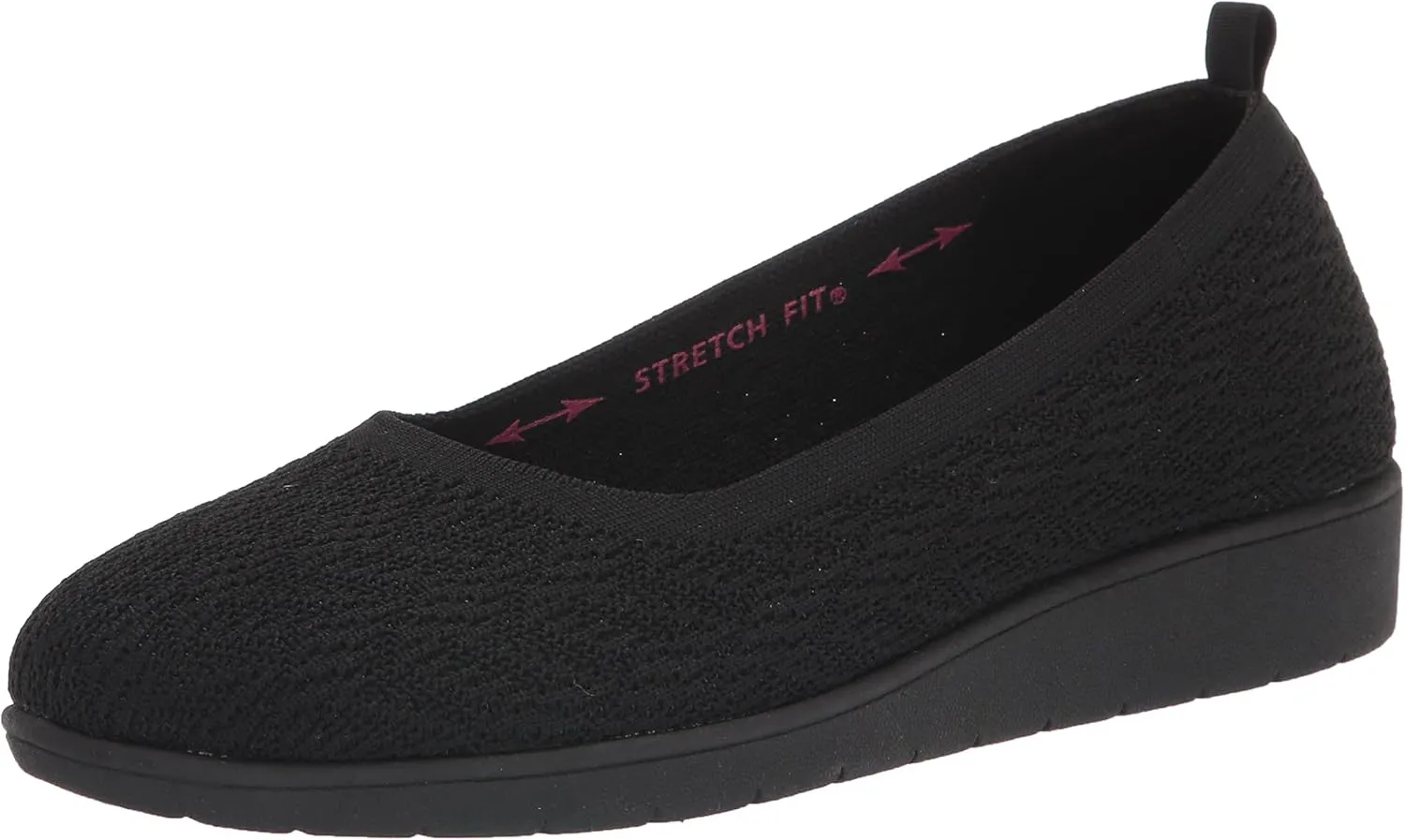 Skechers Women's Low Wedge Ballet Flat, Black/Black, 8.5