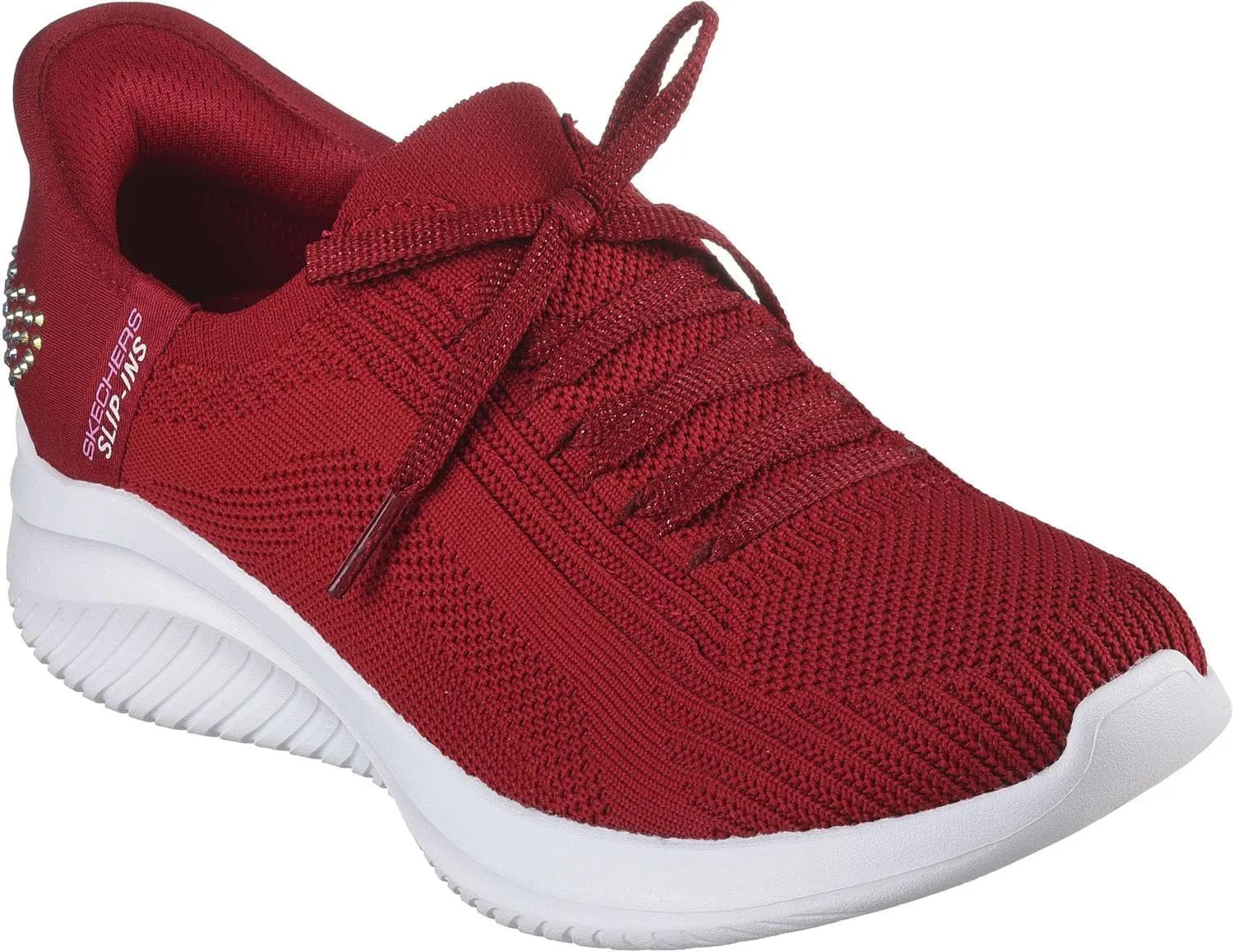 Skechers - Womens Ultra Flex 3.0 - Heart Me Slip On Shoes, Color Red, Size: 6 M US