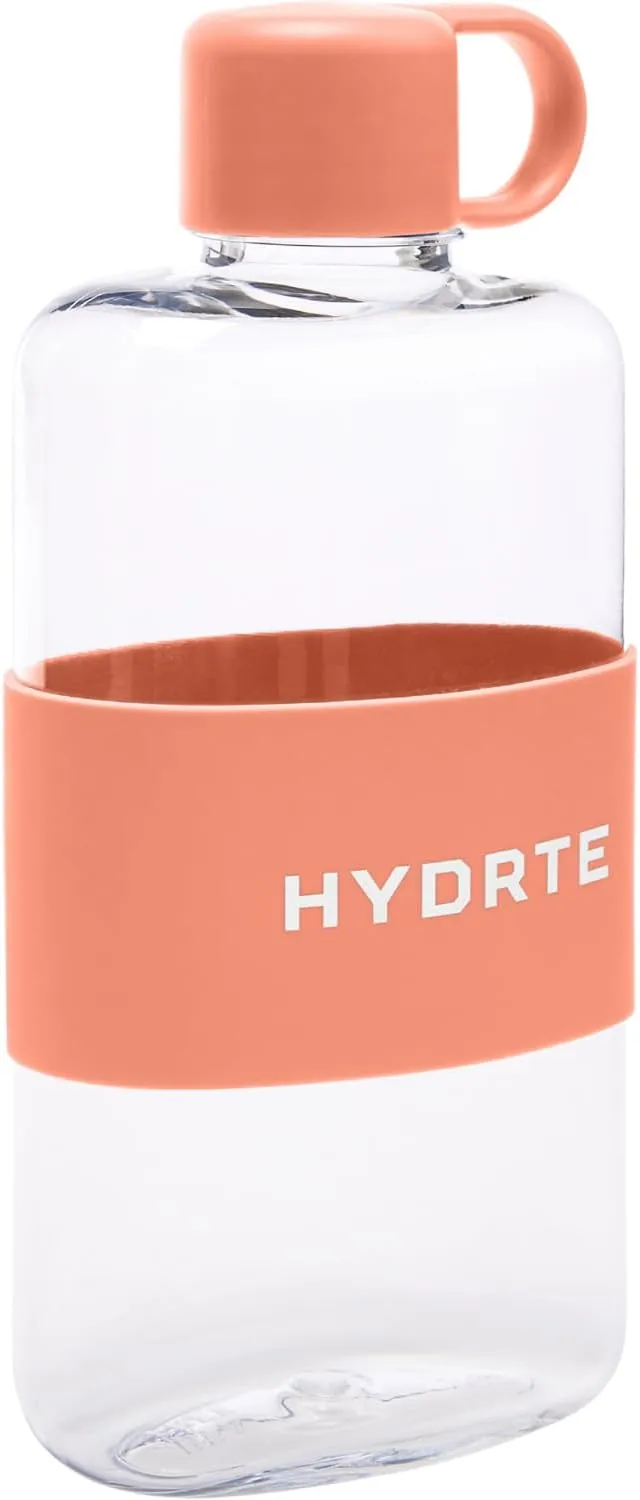 Slim Water Bottle│Mini Water Bottle For Travel│Flat Water Bottle Design│Cute Water Bottles│Small Water Bottle For Purse or Travel - 18oz Capacity (Summer Peach)