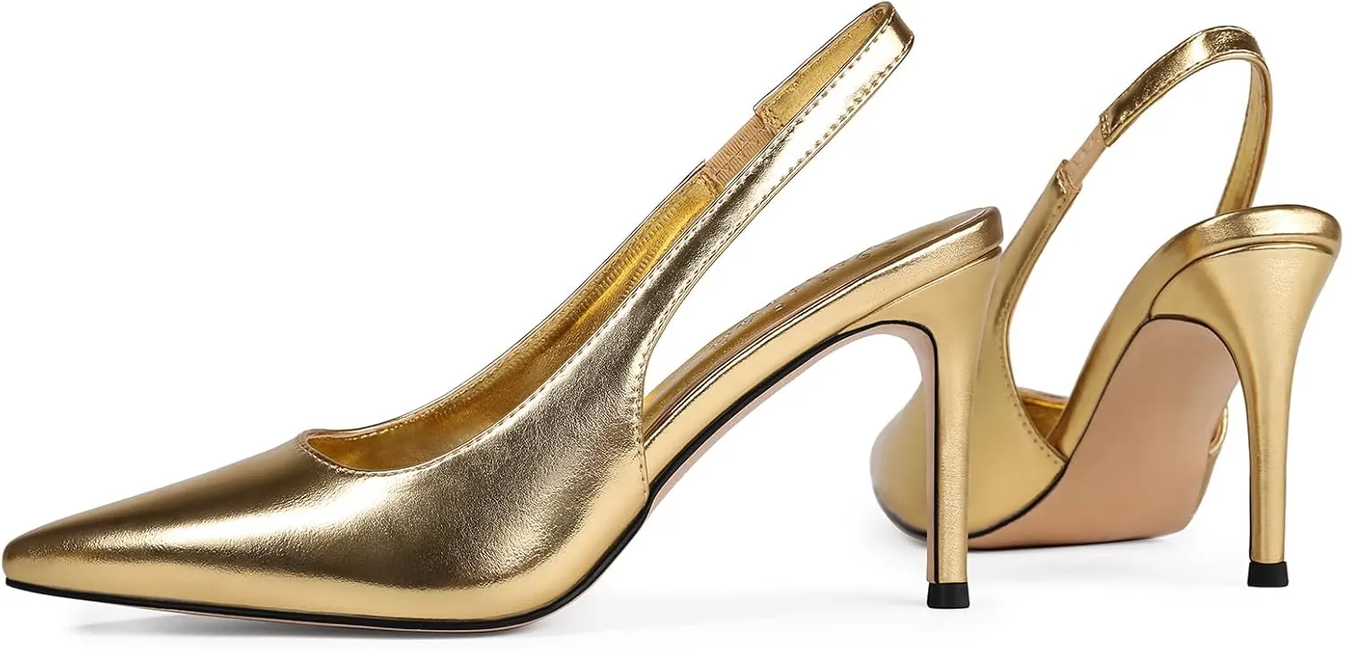 Slingback Heels for Women Pointed Closed Toe Stiletto Pumps Slip-On Dress Shoes Elegant Comfortable Women's Heels for Party Wedding