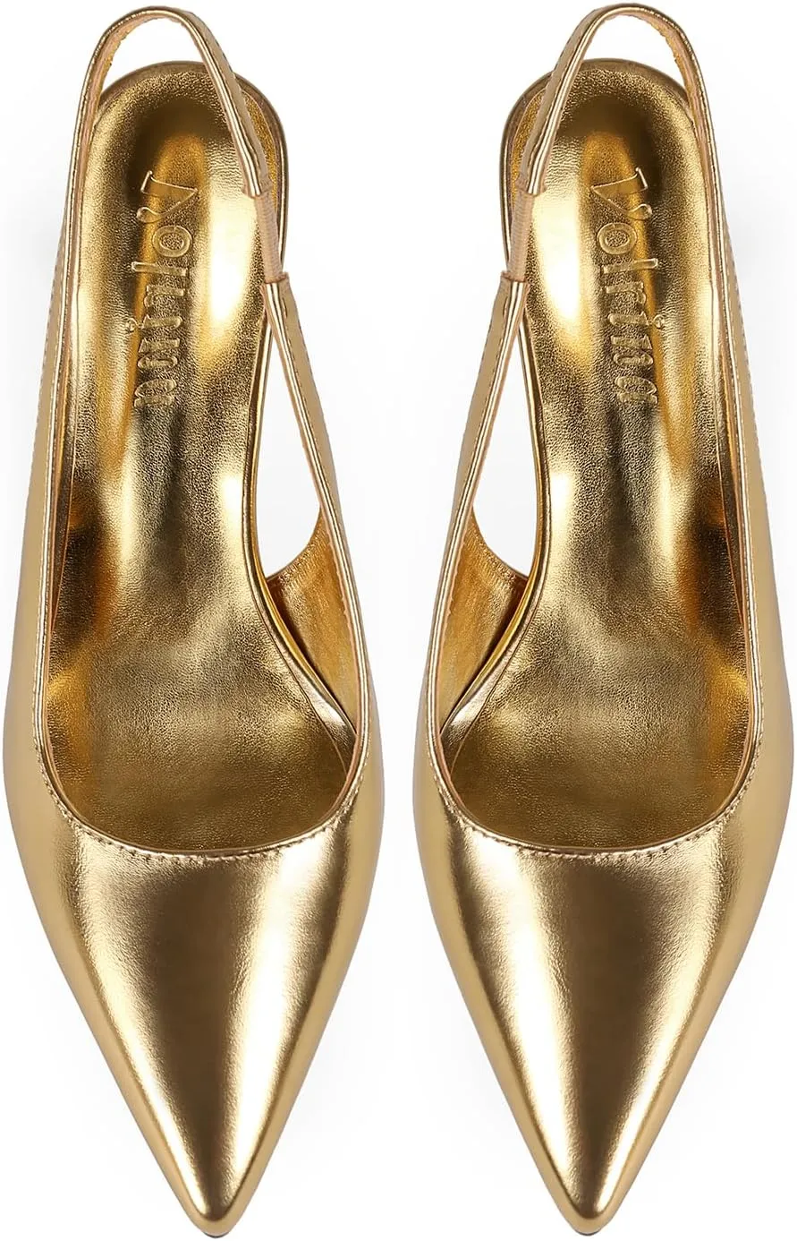 Slingback Heels for Women Pointed Closed Toe Stiletto Pumps Slip-On Dress Shoes Elegant Comfortable Women's Heels for Party Wedding