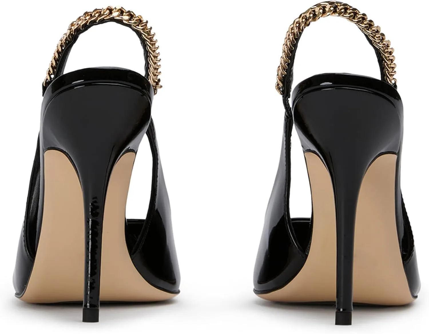 Slingback High Heels for Women Patent Leather Pointed Toe Stiletto Stretch Metal Strap Slip On Backless Pumps Casual Dress Shoes