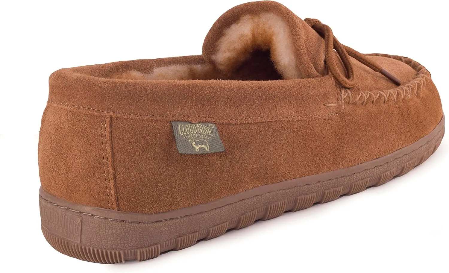 Slippers Mens Moccasins Shoes - Sheepskin Lined Slip-on Indoor & Outdoor Moccasins for Men